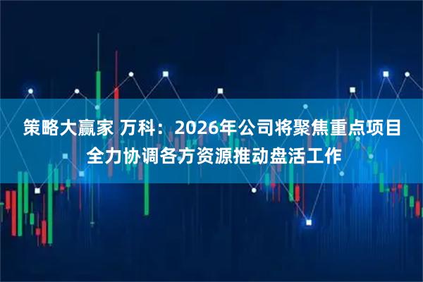 策略大赢家 万科：2026年公司将聚焦重点项目 全力协调各方资源推动盘活工作